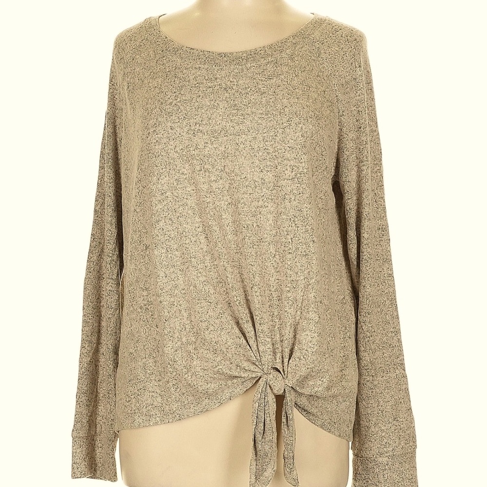 NWOT Socialite Heathered Beige Tie-Front sweater size 3X